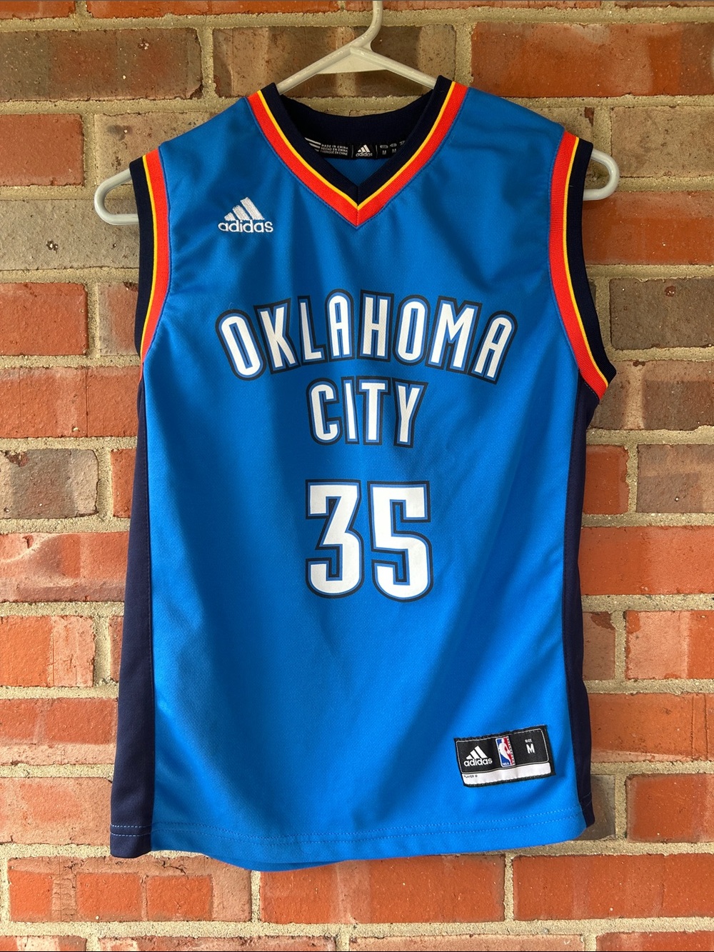 adidas Oklahoma City Thunder #35 Durant Blue Basketball Jersey with Orange Trim